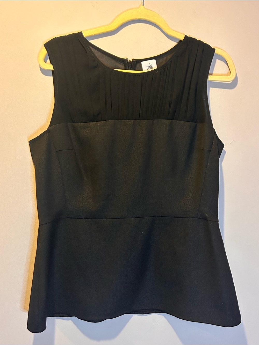 Cabi Women's Bustier Snake‎ Crocodile Tank Blouse Black Size 8 Peplum Date Sheer
